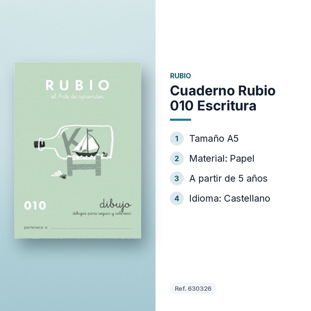 CUADERNO RUBIO 010 ESCRITURA - características principales