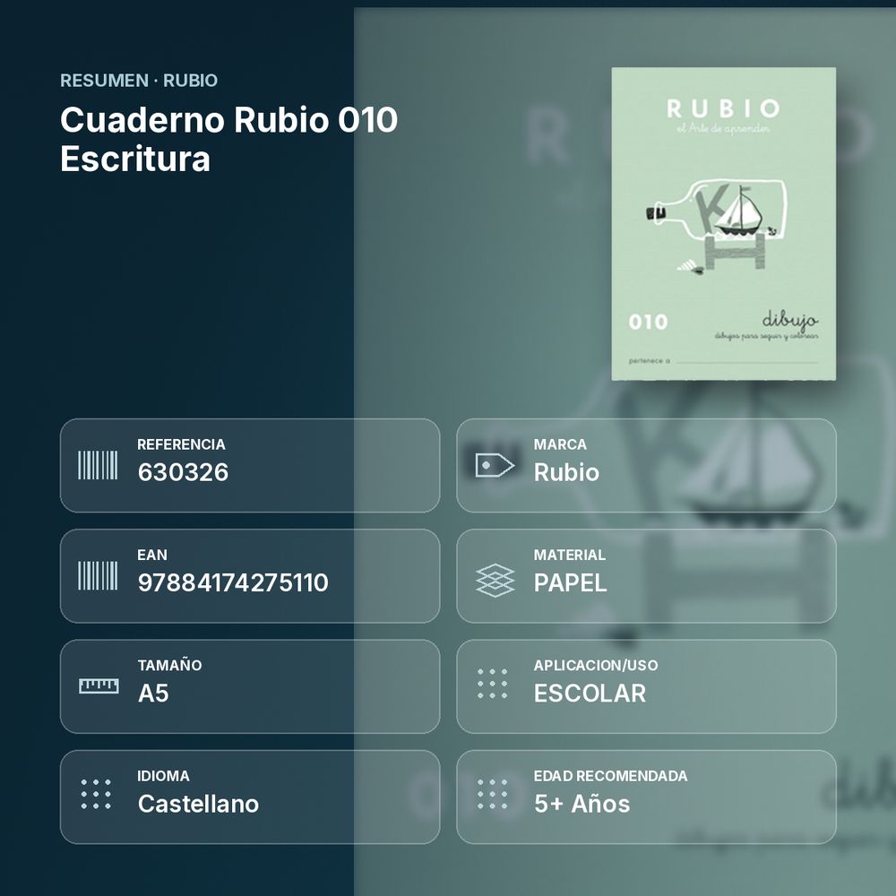 CUADERNO RUBIO 010 ESCRITURA - resumen de atributos
