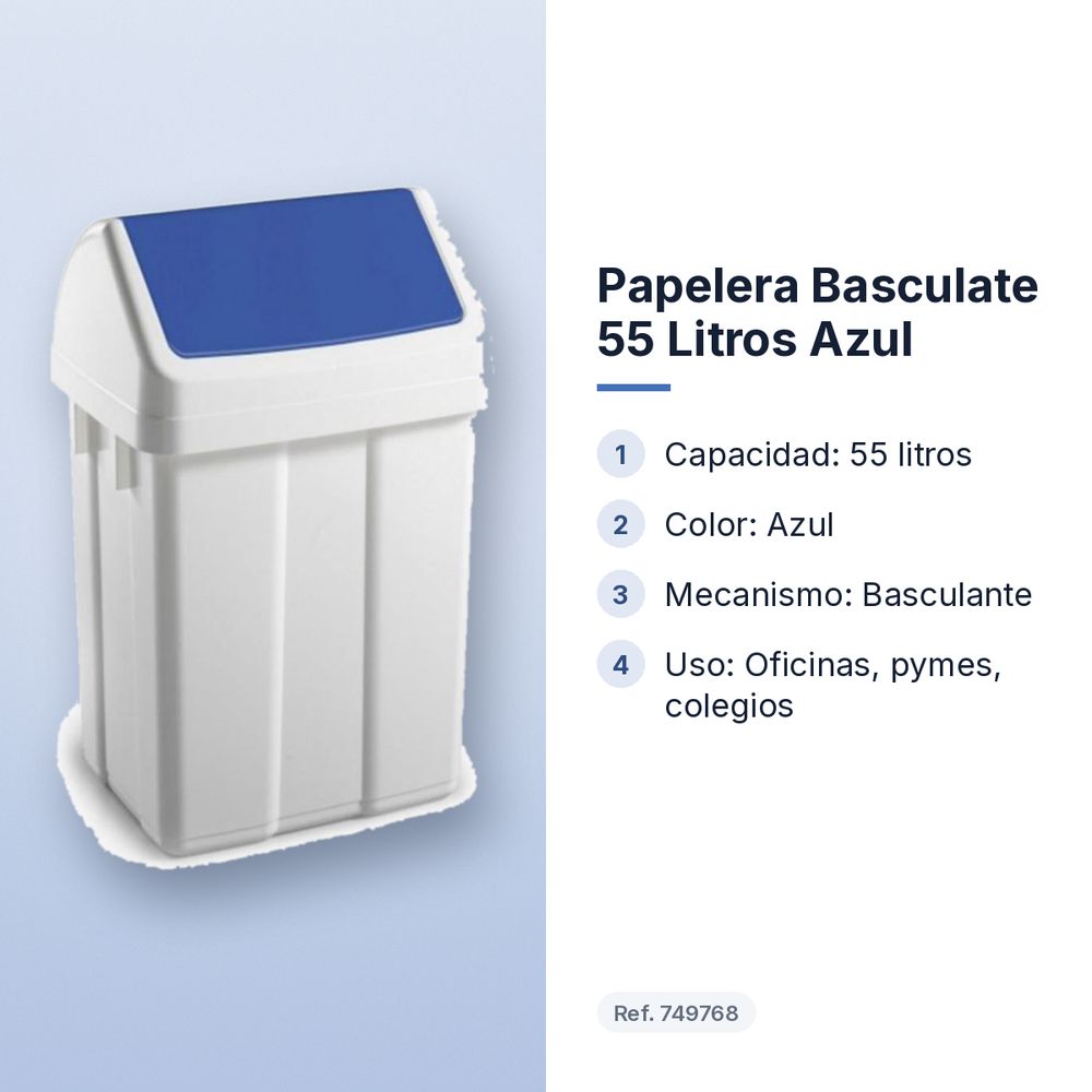 PAPELERA BASCULATE 55 LITROS AZUL - características principales