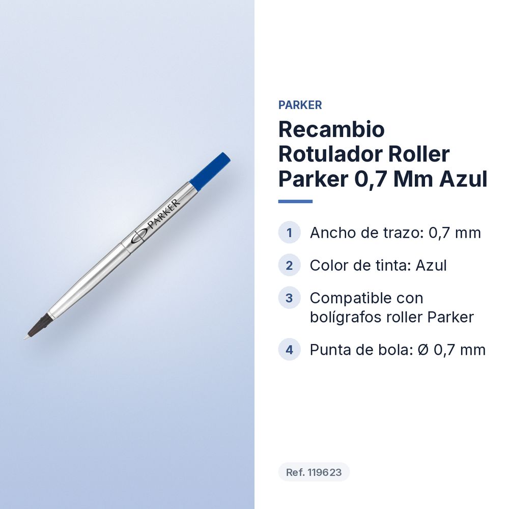 RECAMBIO  ROTULADOR ROLLER PARKER  0,7 MM AZUL - características principales