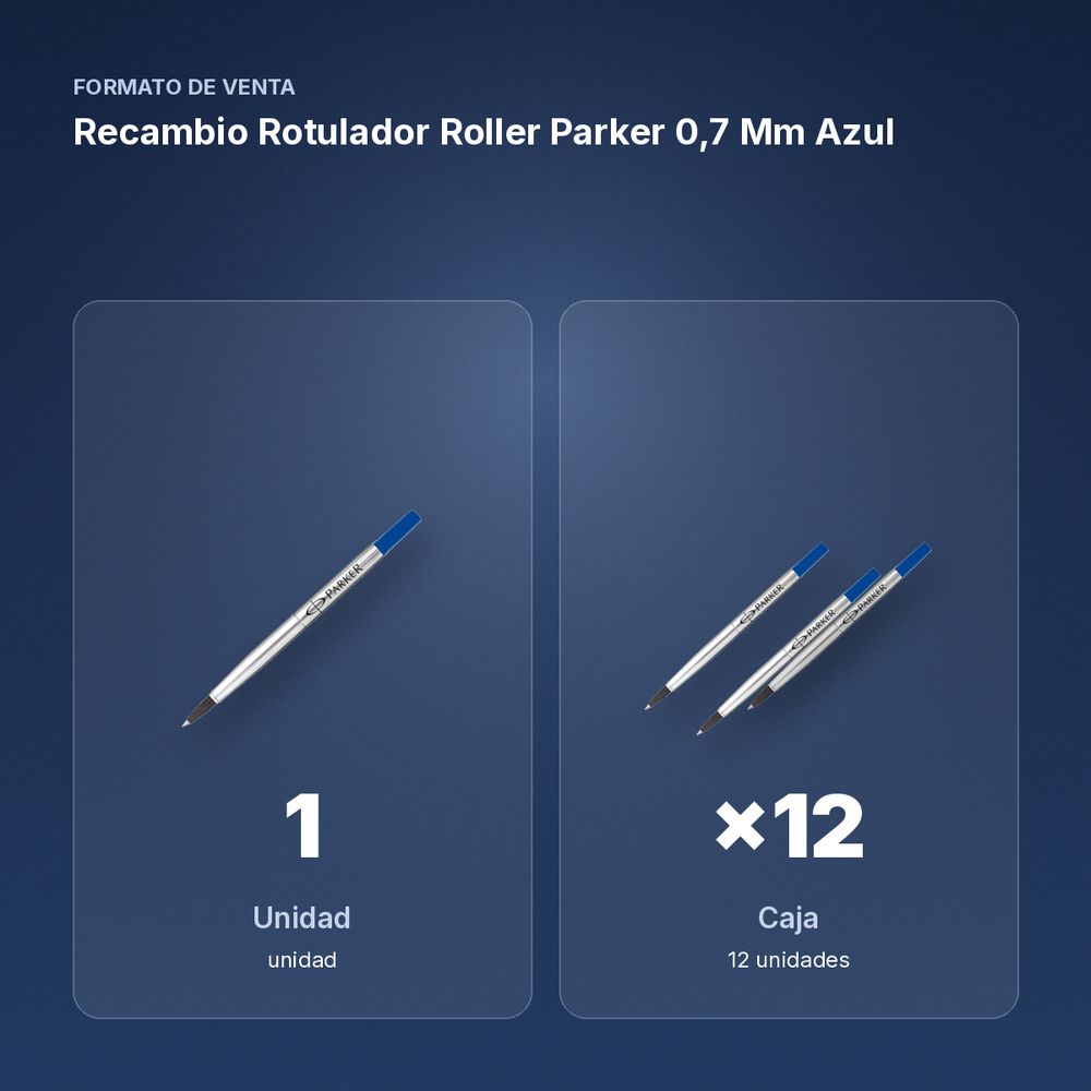 RECAMBIO  ROTULADOR ROLLER PARKER  0,7 MM AZUL - formato de venta: caja de 12