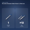 RECAMBIO  ROTULADOR ROLLER PARKER  0,7 MM AZUL - formato de venta: caja de 12