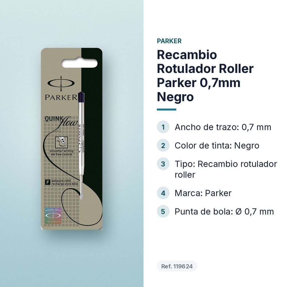 RECAMBIO  ROTULADOR ROLLER PARKER 0,7MM NEGRO - características principales
