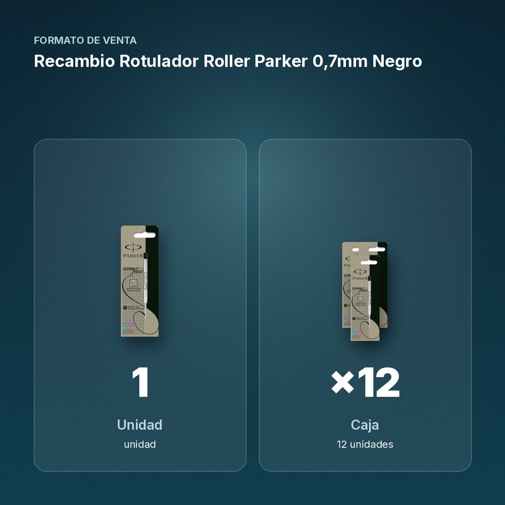 RECAMBIO  ROTULADOR ROLLER PARKER 0,7MM NEGRO - formato de venta: caja de 12