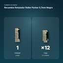 RECAMBIO  ROTULADOR ROLLER PARKER 0,7MM NEGRO - formato de venta: caja de 12