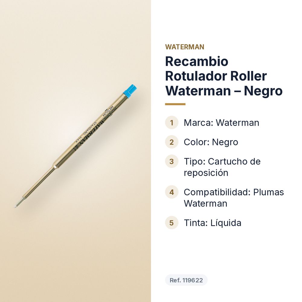 RECAMBIO  ROTULADOR ROLLER WATERMAN – NEGRO - características principales