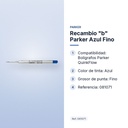 RECAMBIO "B" PARKER AZUL FINO - características principales
