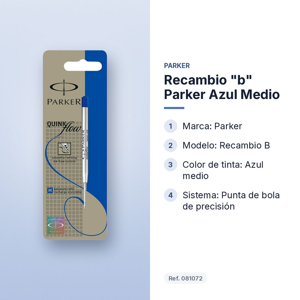 RECAMBIO "B" PARKER AZUL MEDIO - características principales