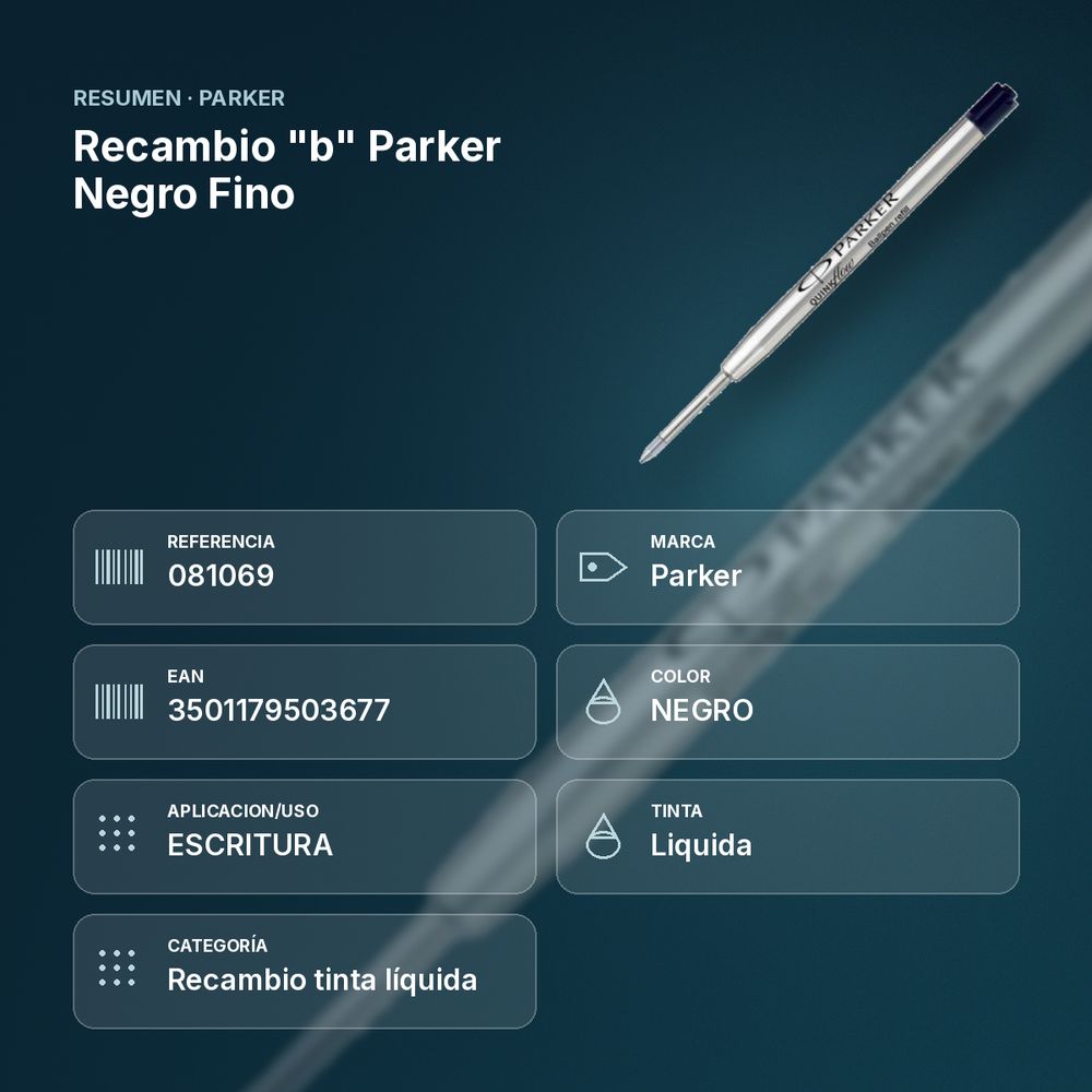 RECAMBIO "B" PARKER NEGRO FINO - resumen de atributos