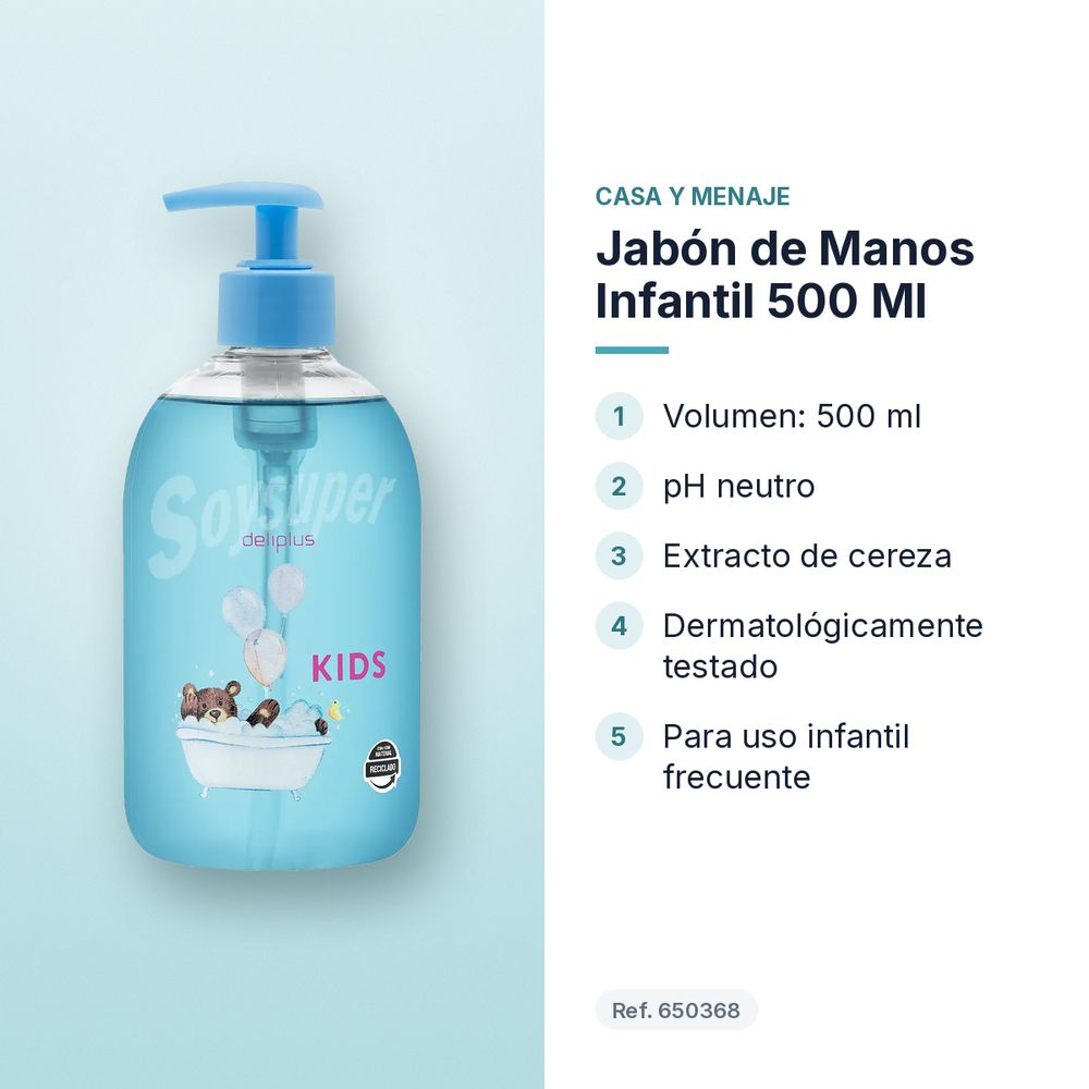 JABÓN DE MANOS INFANTIL 500 ML - características principales