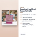 PAPELERA PLUS METAL PEQUEÑA REJILLA - características principales