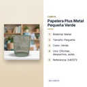 PAPELERA PLUS METAL PEQUEÑA VERDE - características principales