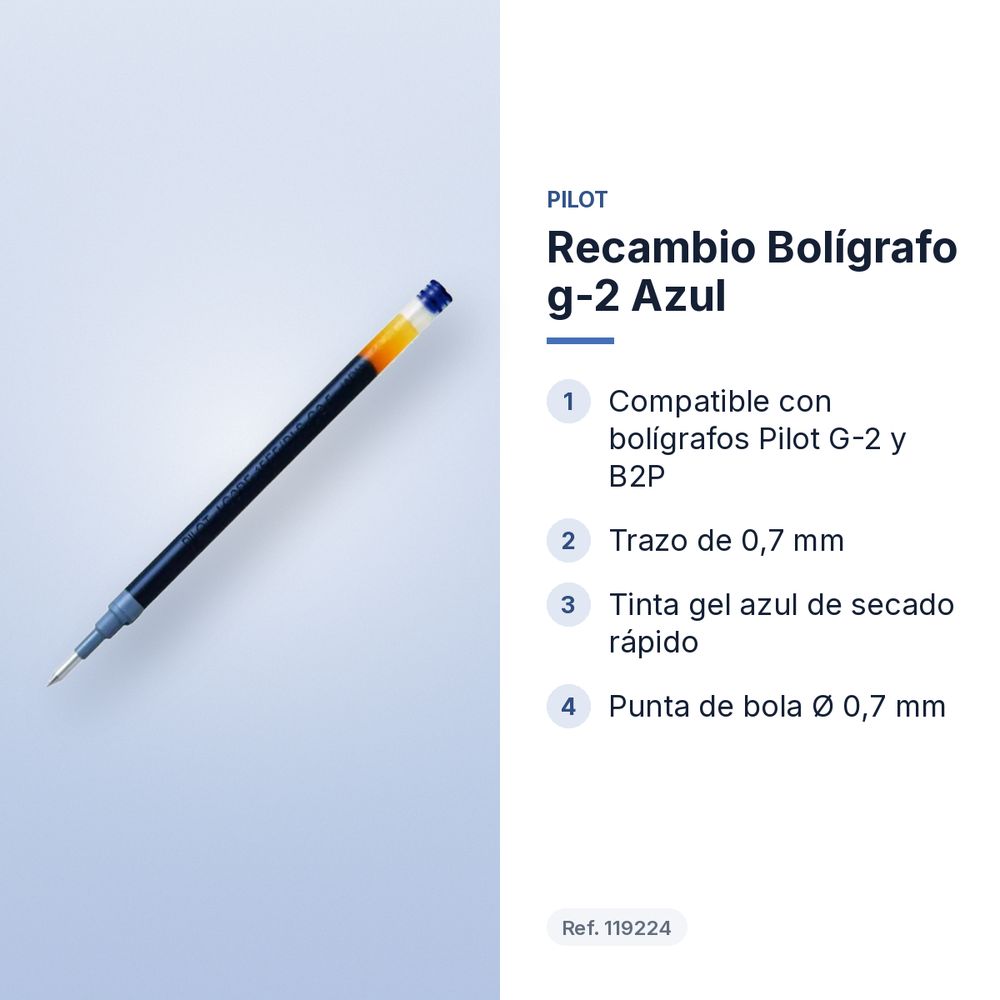 RECAMBIO BOLÍGRAFO G-2 AZUL - características principales
