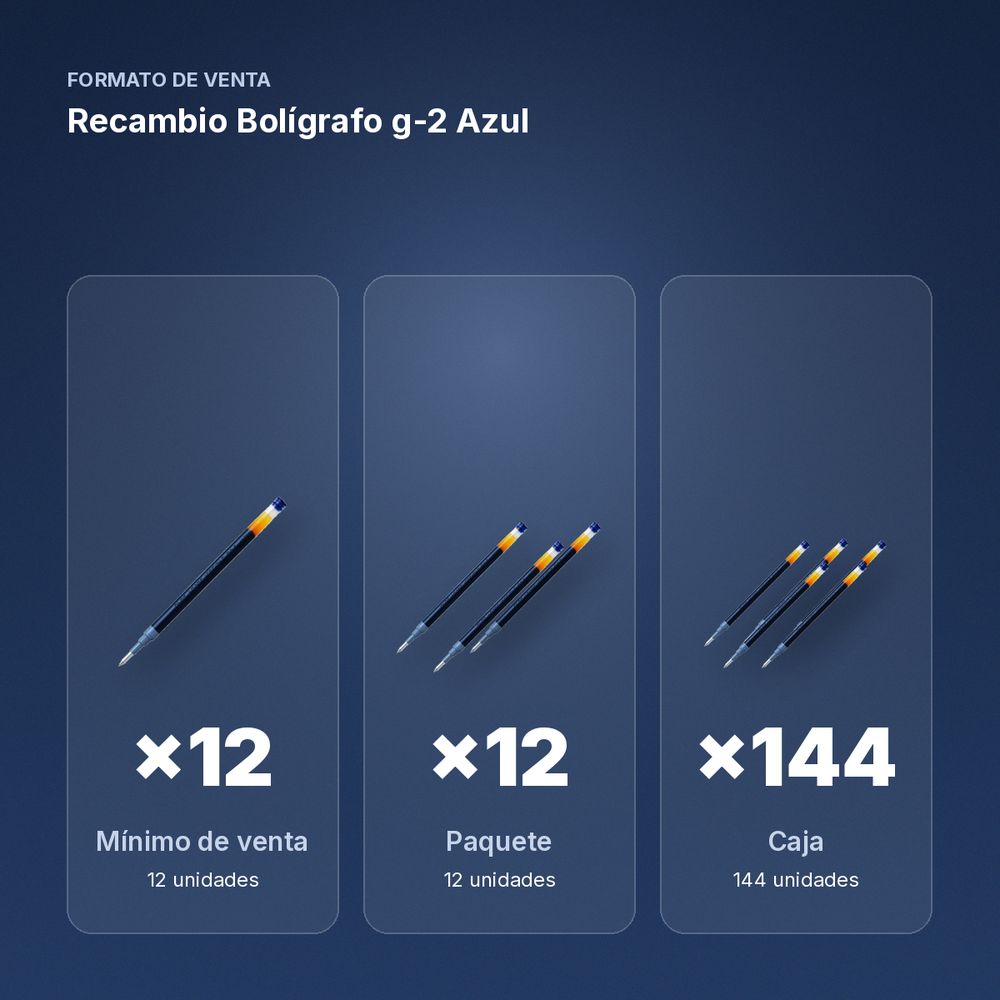RECAMBIO BOLÍGRAFO G-2 AZUL - formato de venta: paquete de 12, caja de 144