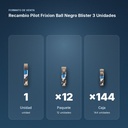 RECAMBIO PILOT FRIXION BALL NEGRO BLISTER 3 UNIDADES - formato de venta: paquete de 12, caja de 144, palé de 864