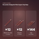 RECAMBIO BOLÍGRAFO PILOT SUPER GRIP ROJO  - formato de venta: paquete de 12, caja de 144