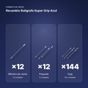 RECAMBIO BOLÍGRAFO SUPER GRIP AZUL  - formato de venta: paquete de 12, caja de 144