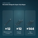 RECAMBIO BOLÍGRAFO SUPER GRIP NEGRO - formato de venta: paquete de 12, caja de 144