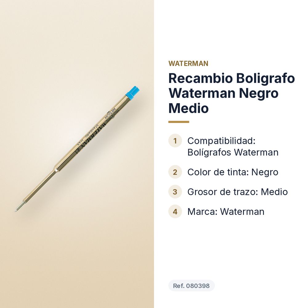 RECAMBIO BOLIGRAFO WATERMAN NEGRO MEDIO - características principales