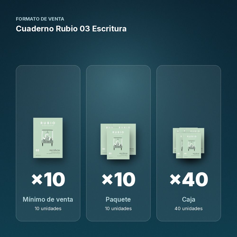 CUADERNO RUBIO 03 ESCRITURA  - formato de venta: paquete de 10, caja de 40
