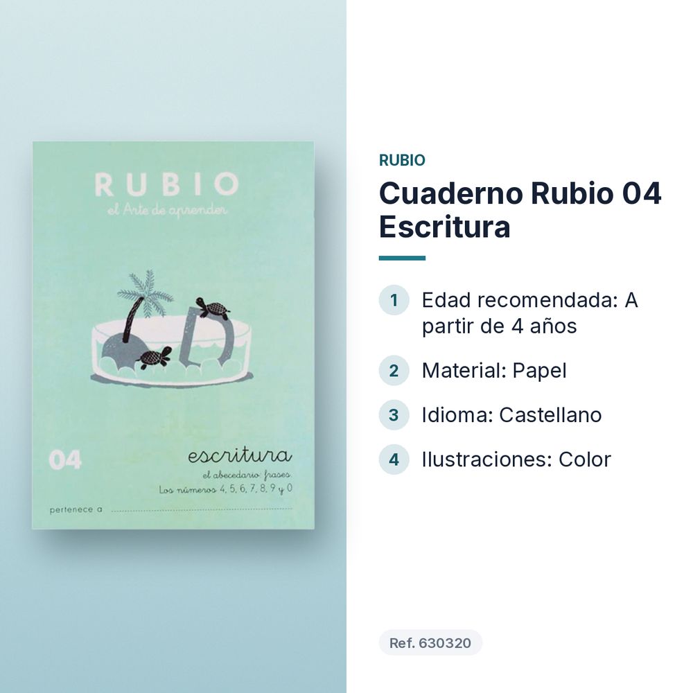 CUADERNO RUBIO 04 ESCRITURA  - características principales