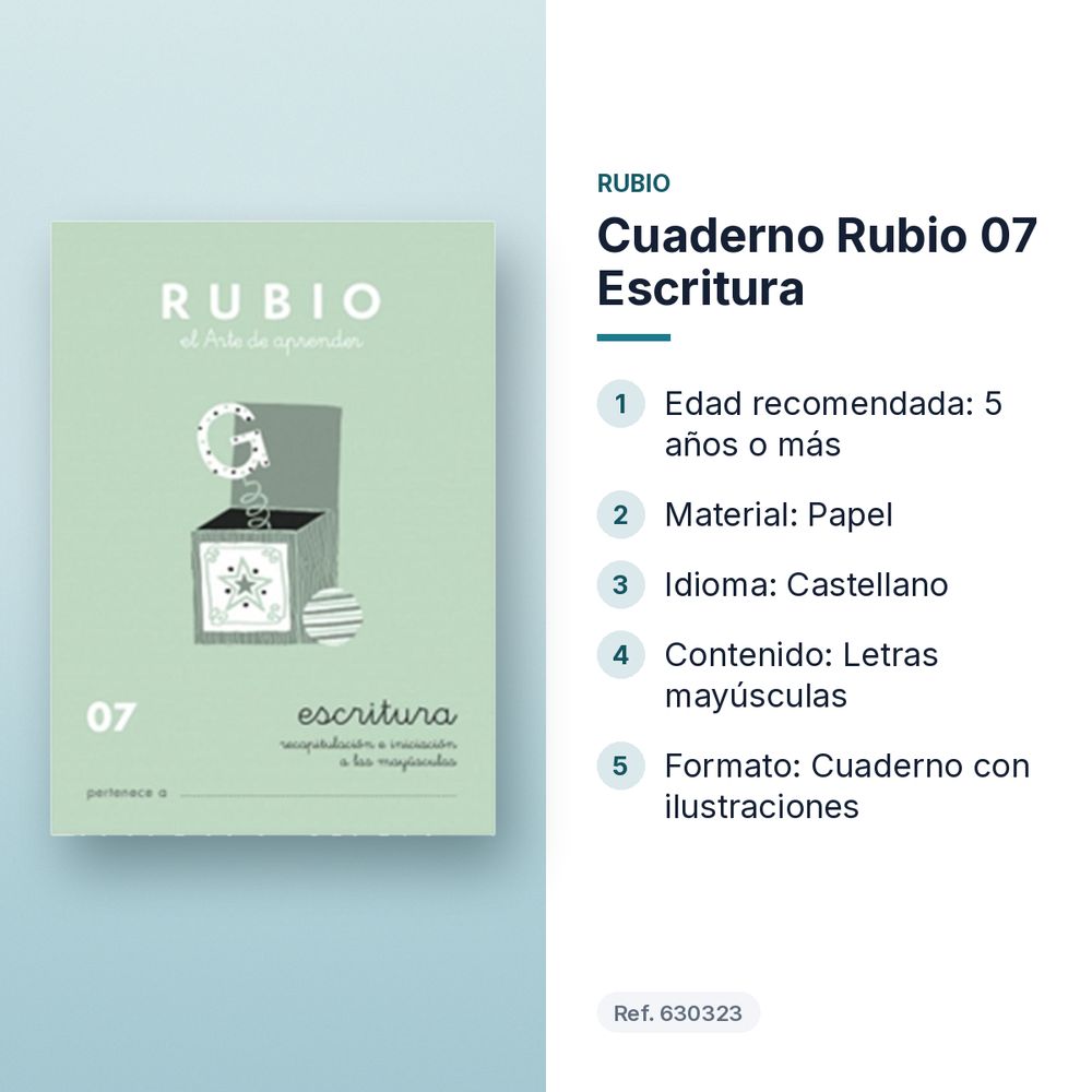 CUADERNO RUBIO 07 ESCRITURA  - características principales