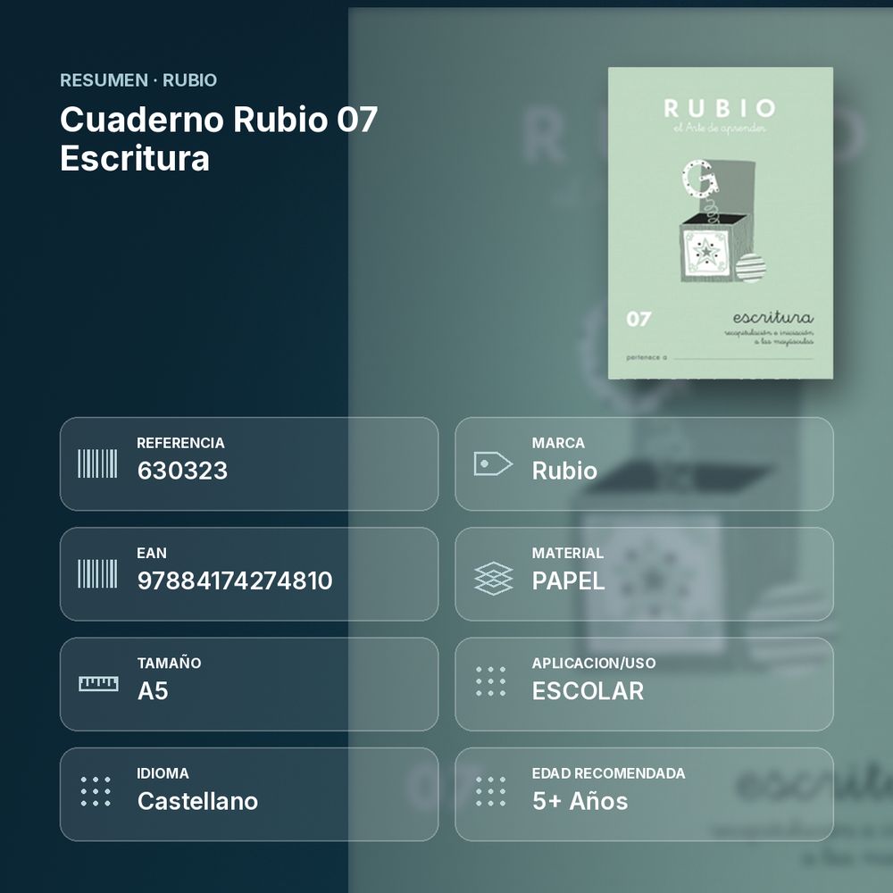 CUADERNO RUBIO 07 ESCRITURA  - resumen de atributos