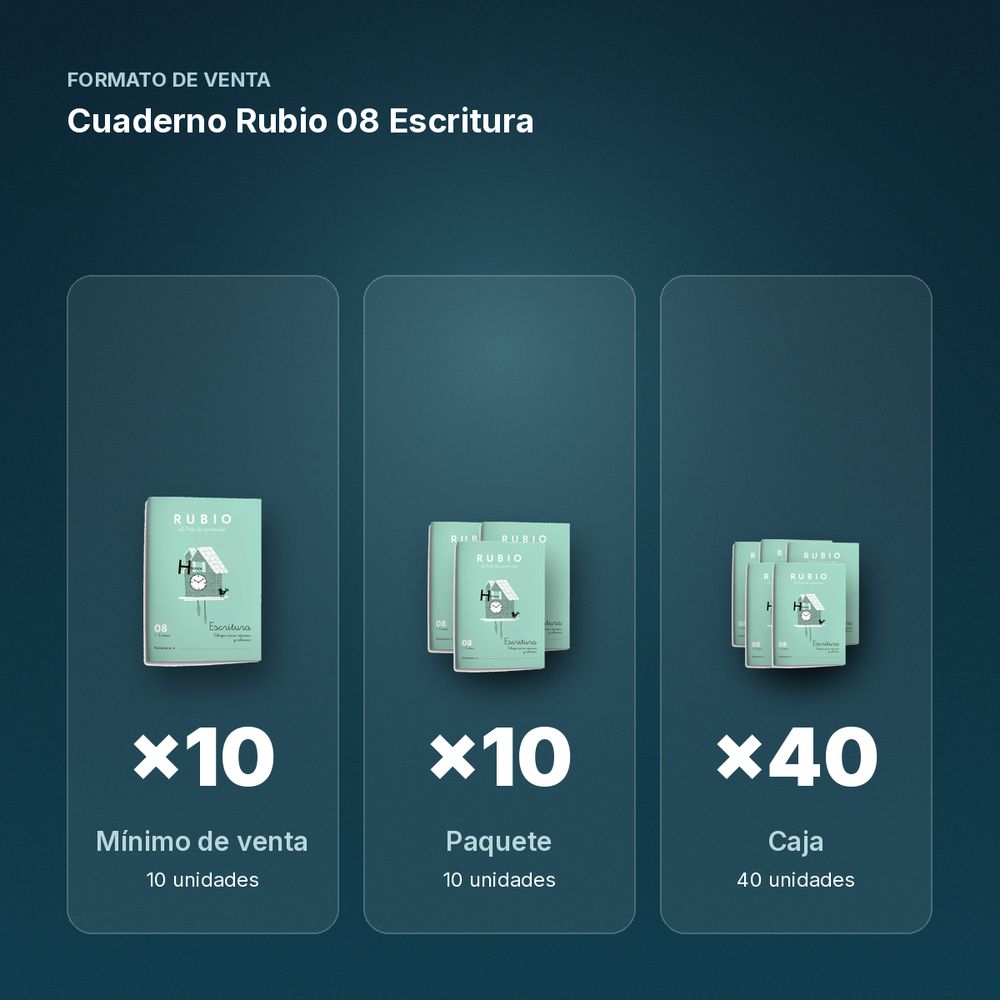 CUADERNO RUBIO 08 ESCRITURA  - formato de venta: paquete de 10, caja de 40