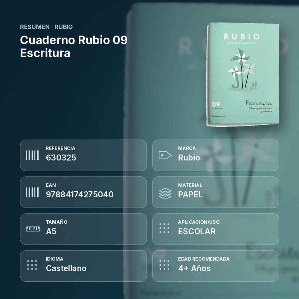 CUADERNO RUBIO 09 ESCRITURA  - resumen de atributos