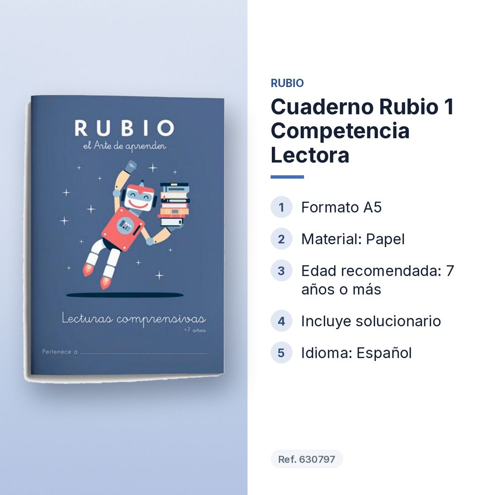 CUADERNO RUBIO 1 COMPETENCIA LECTORA - características principales