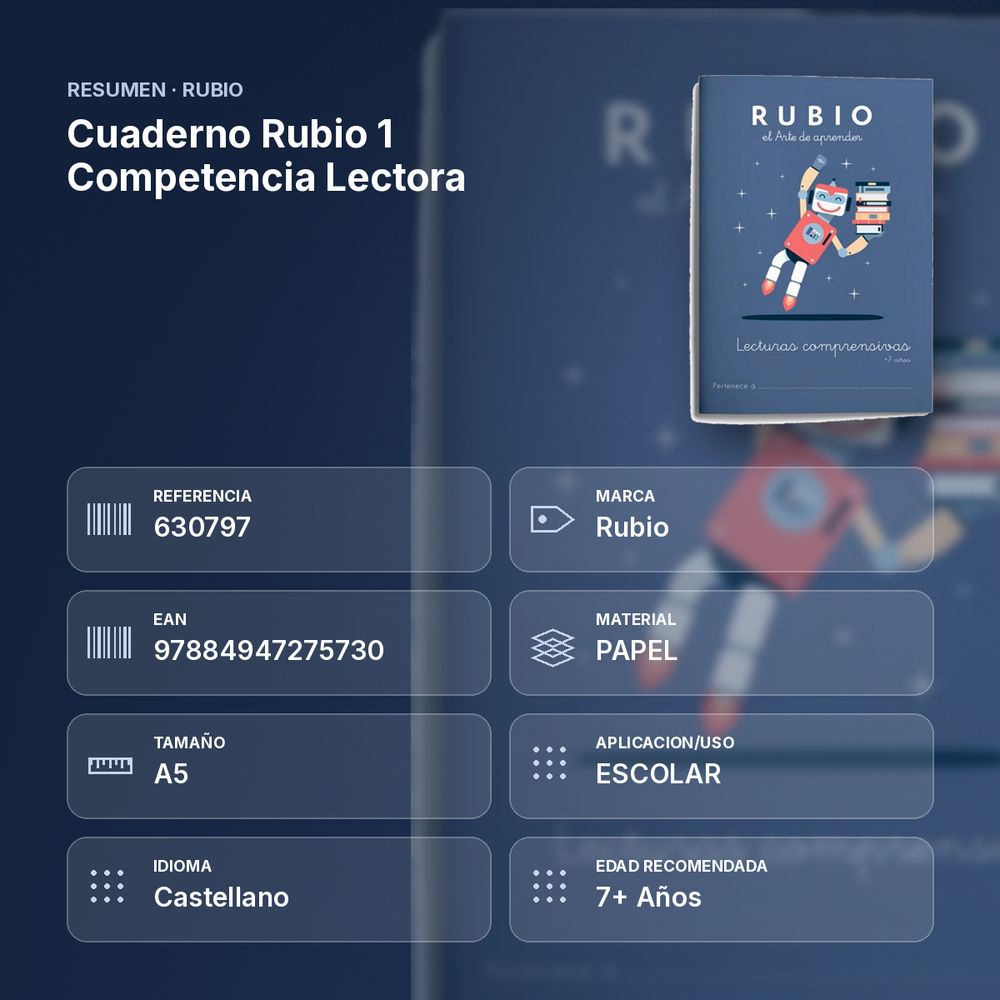CUADERNO RUBIO 1 COMPETENCIA LECTORA - resumen de atributos