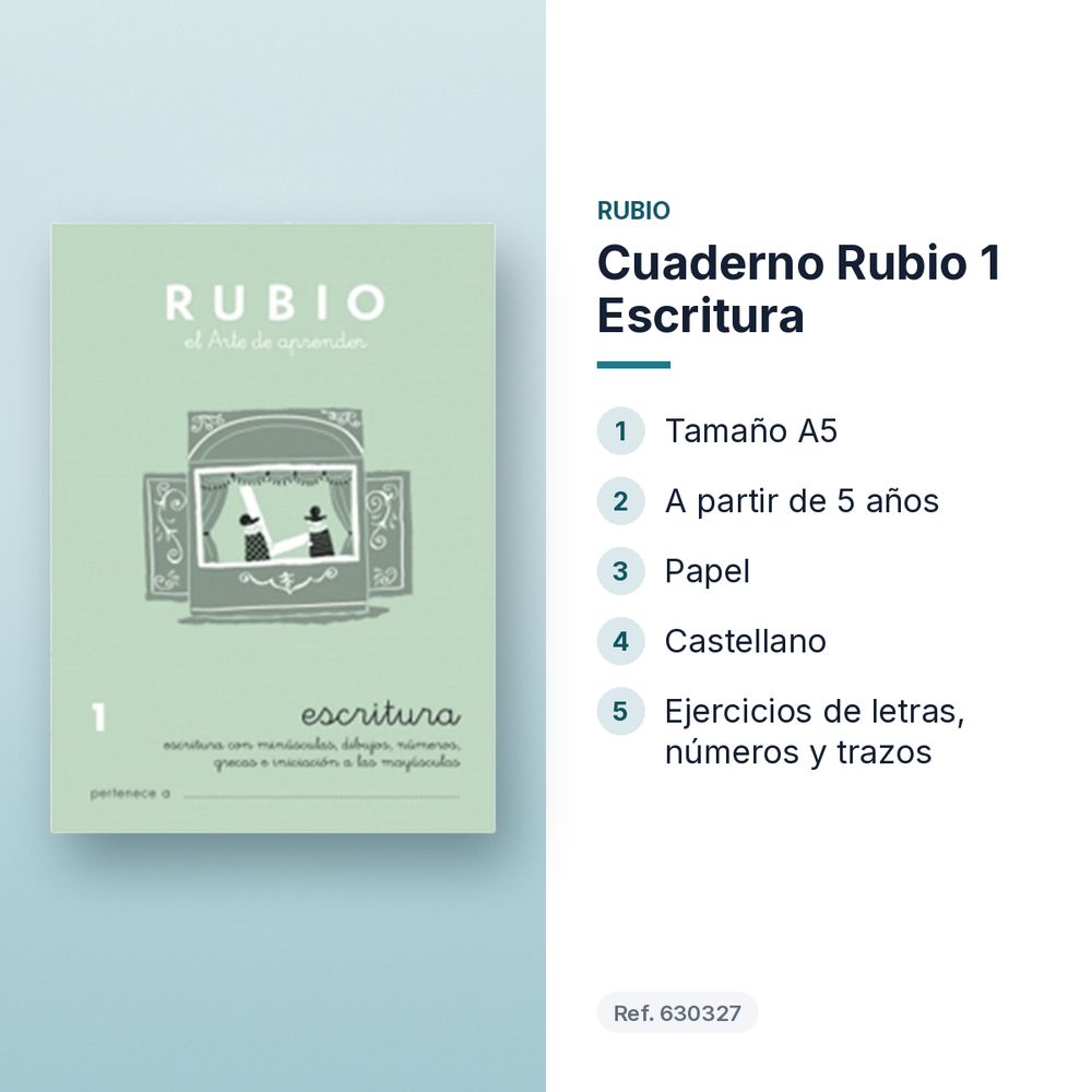 CUADERNO RUBIO 1 ESCRITURA  - características principales