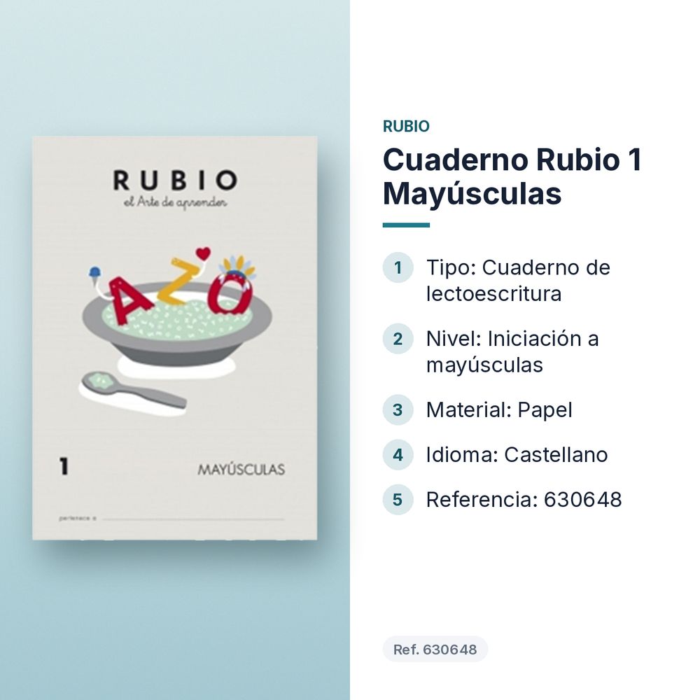 CUADERNO RUBIO 1 MAYÚSCULAS  - características principales