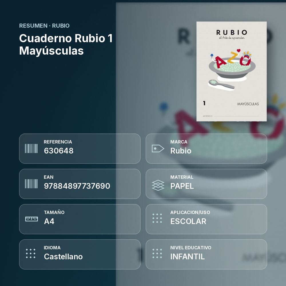 CUADERNO RUBIO 1 MAYÚSCULAS  - resumen de atributos