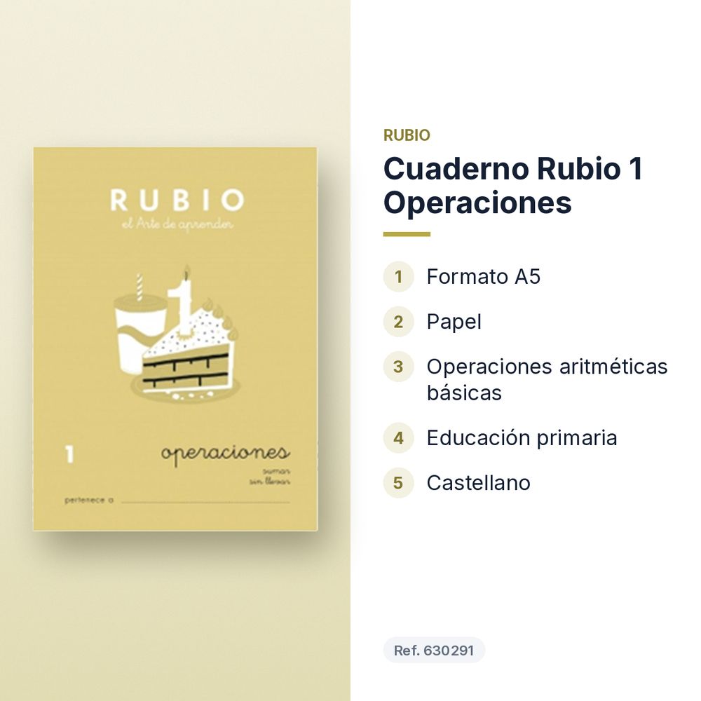 CUADERNO RUBIO 1 OPERACIONES  - características principales