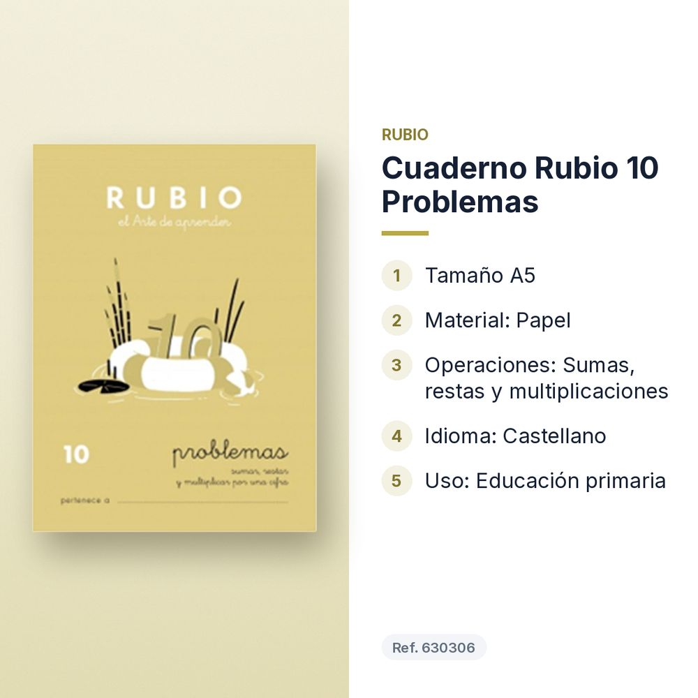 CUADERNO RUBIO 10 PROBLEMAS - características principales