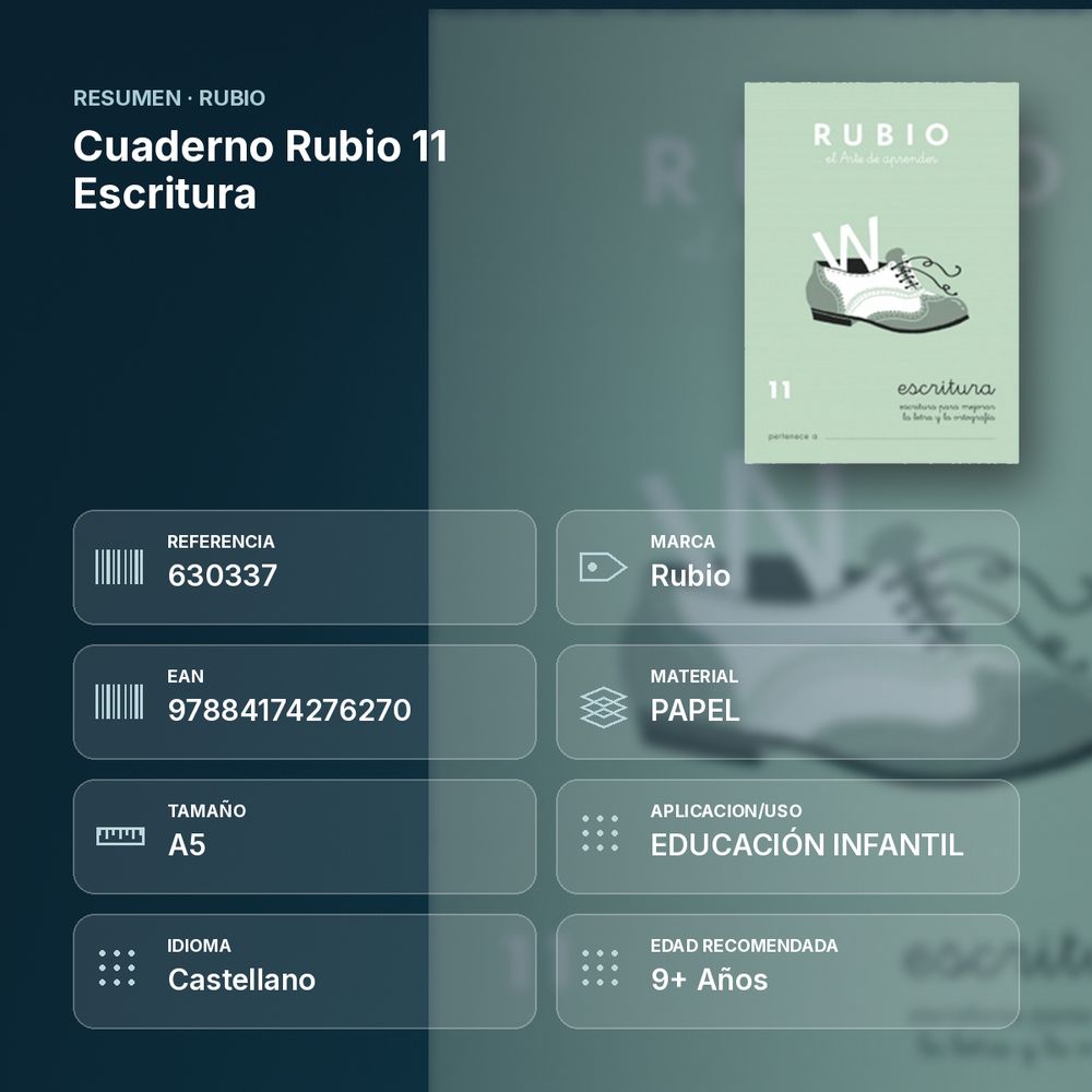 CUADERNO RUBIO 11 ESCRITURA - resumen de atributos
