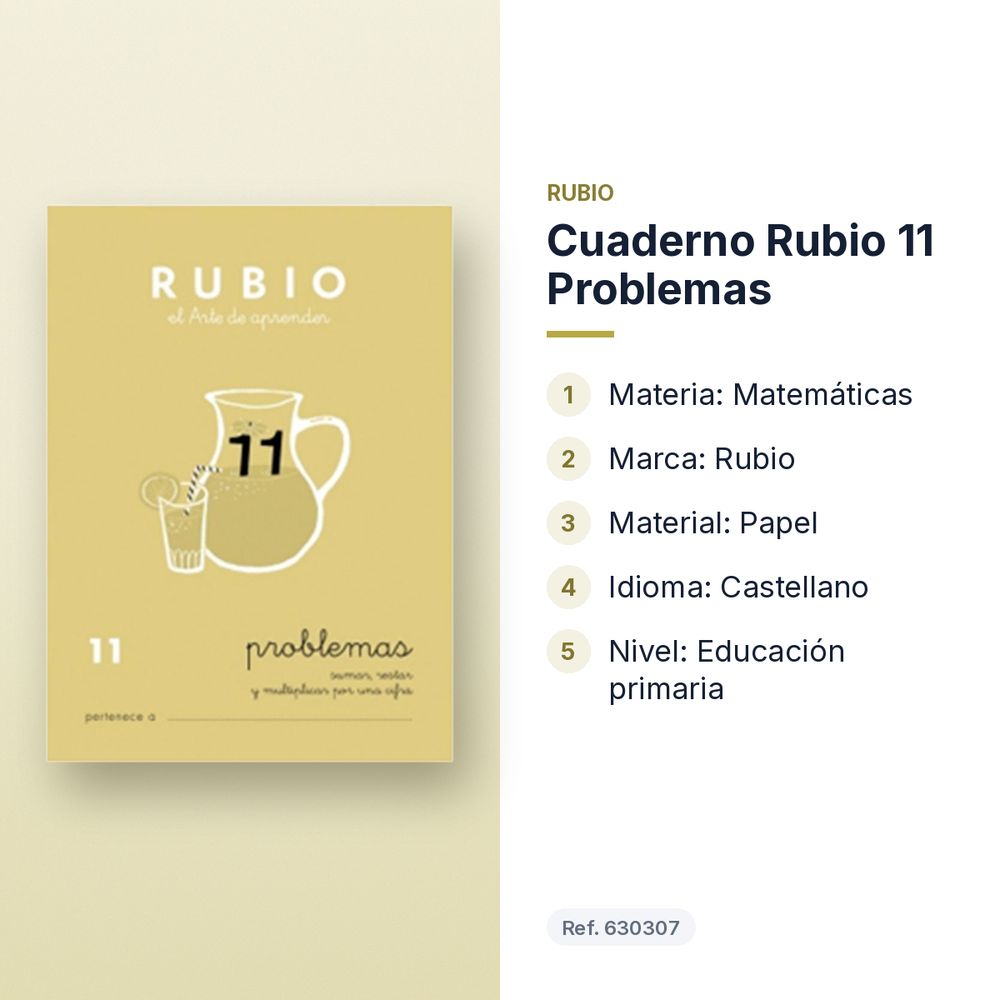 CUADERNO RUBIO 11 PROBLEMAS  - características principales