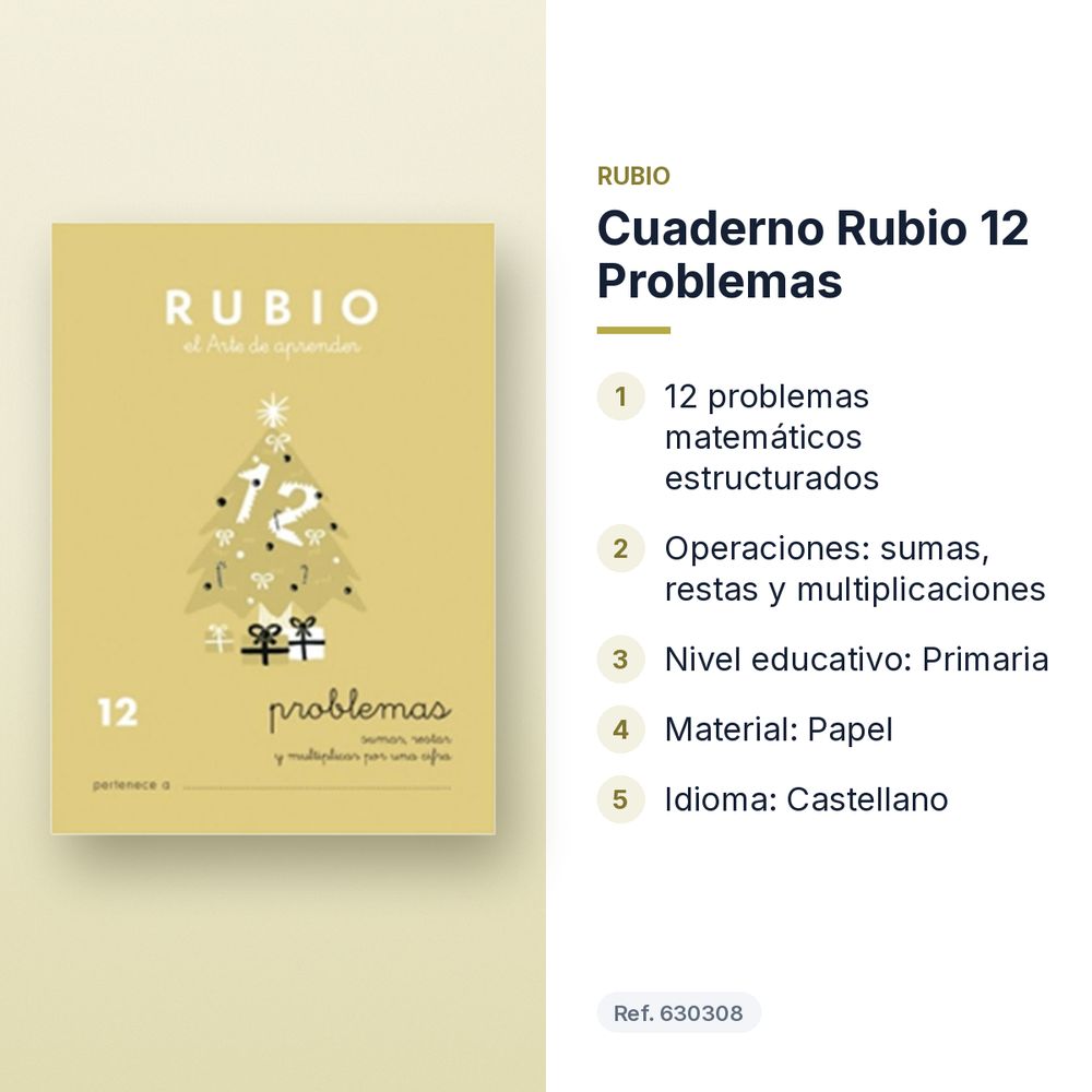 CUADERNO RUBIO 12 PROBLEMAS  - características principales