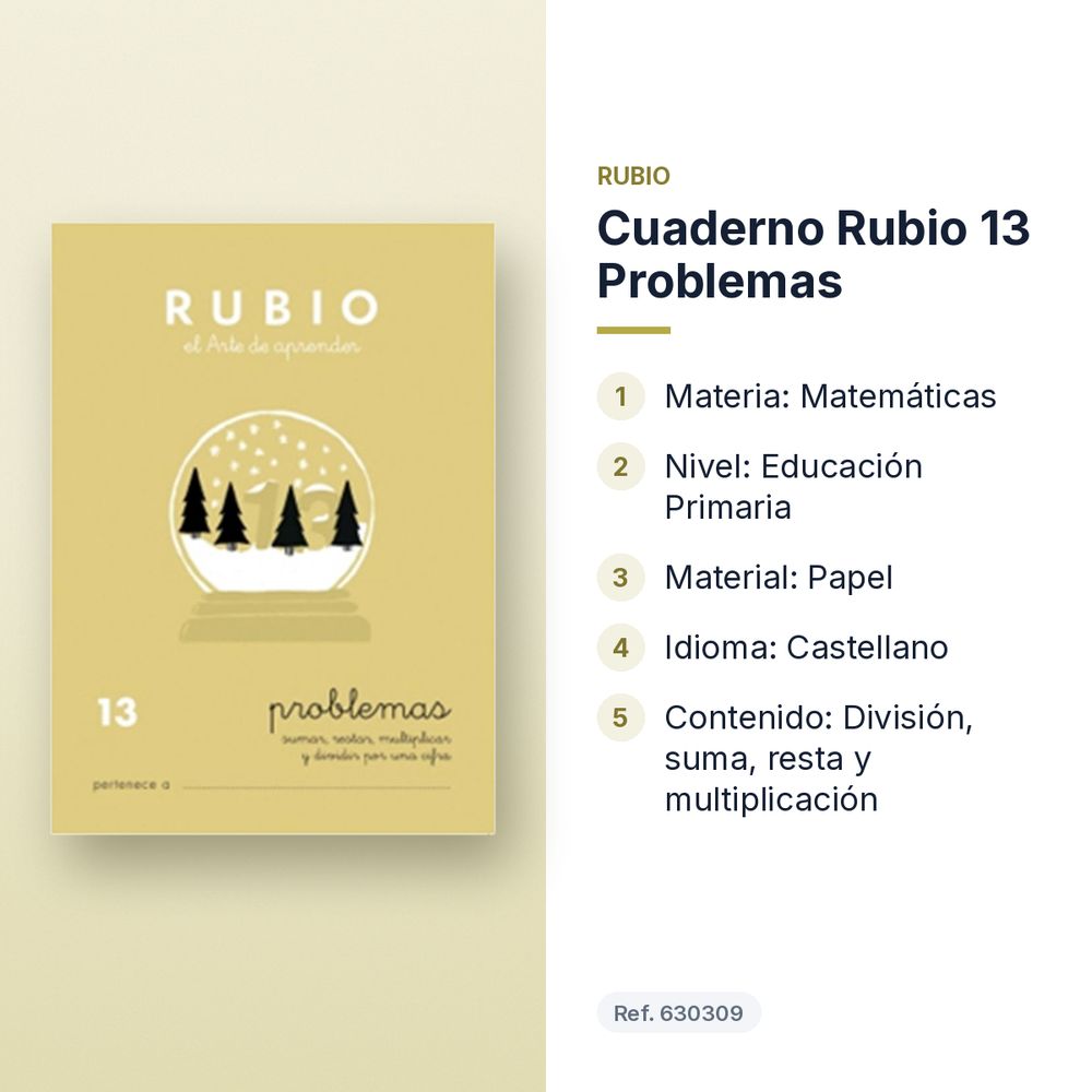 CUADERNO RUBIO 13 PROBLEMAS - características principales