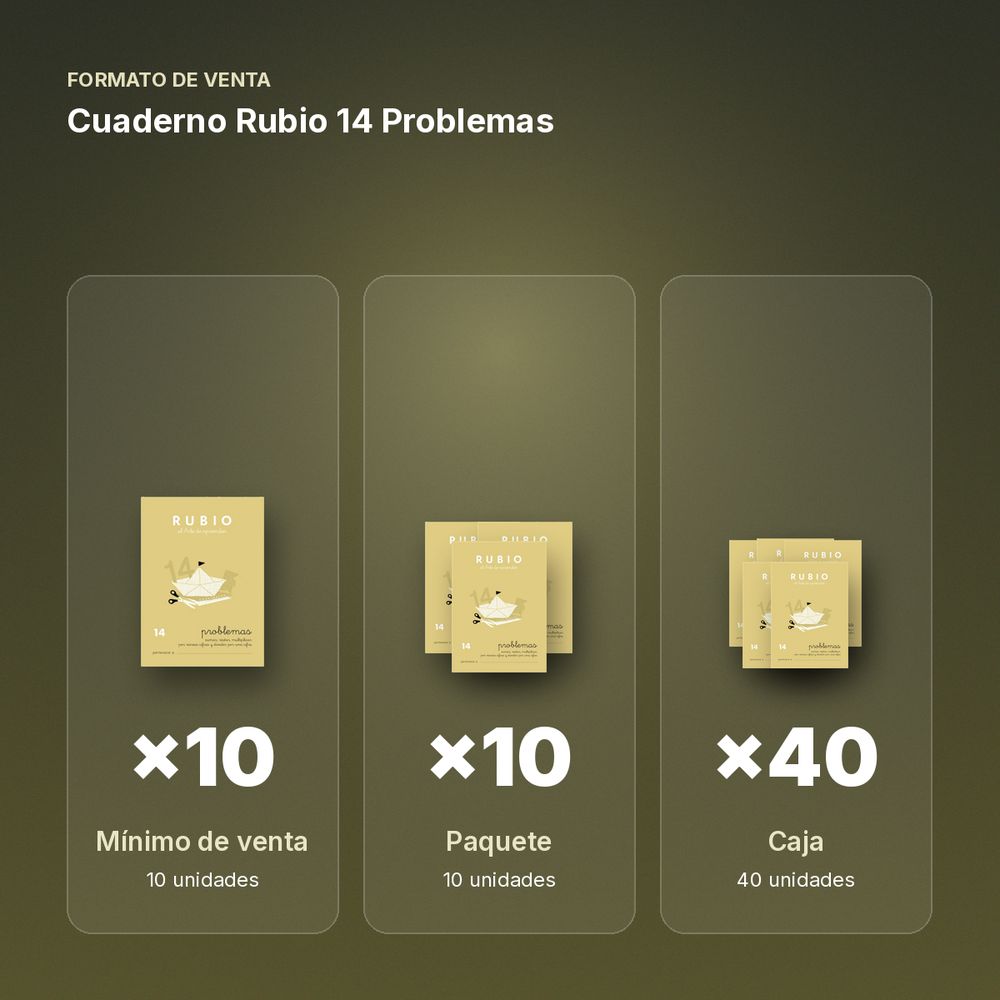 CUADERNO RUBIO 14 PROBLEMAS  - formato de venta: paquete de 10, caja de 40