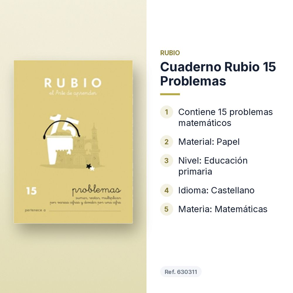 CUADERNO RUBIO 15 PROBLEMAS - características principales