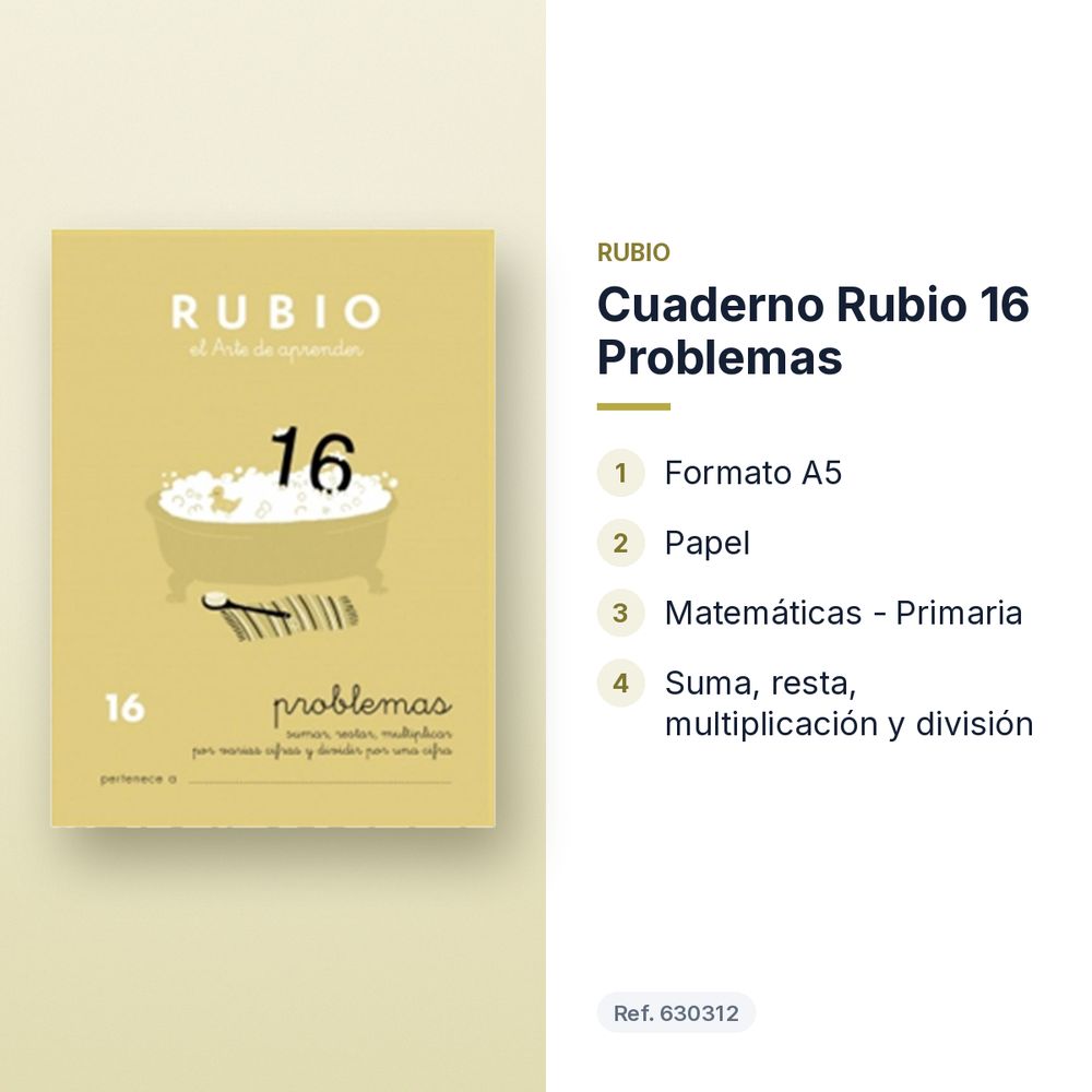 CUADERNO RUBIO 16 PROBLEMAS  - características principales