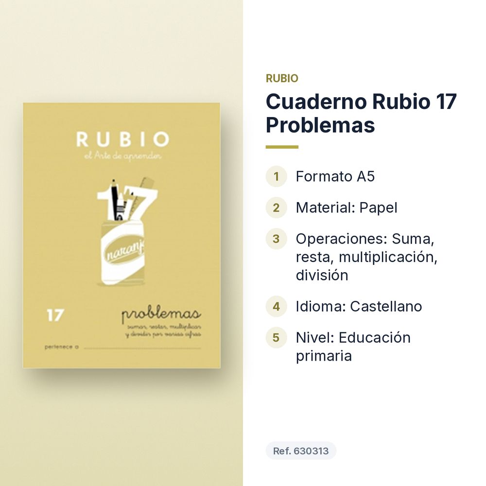 CUADERNO RUBIO 17 PROBLEMAS  - características principales