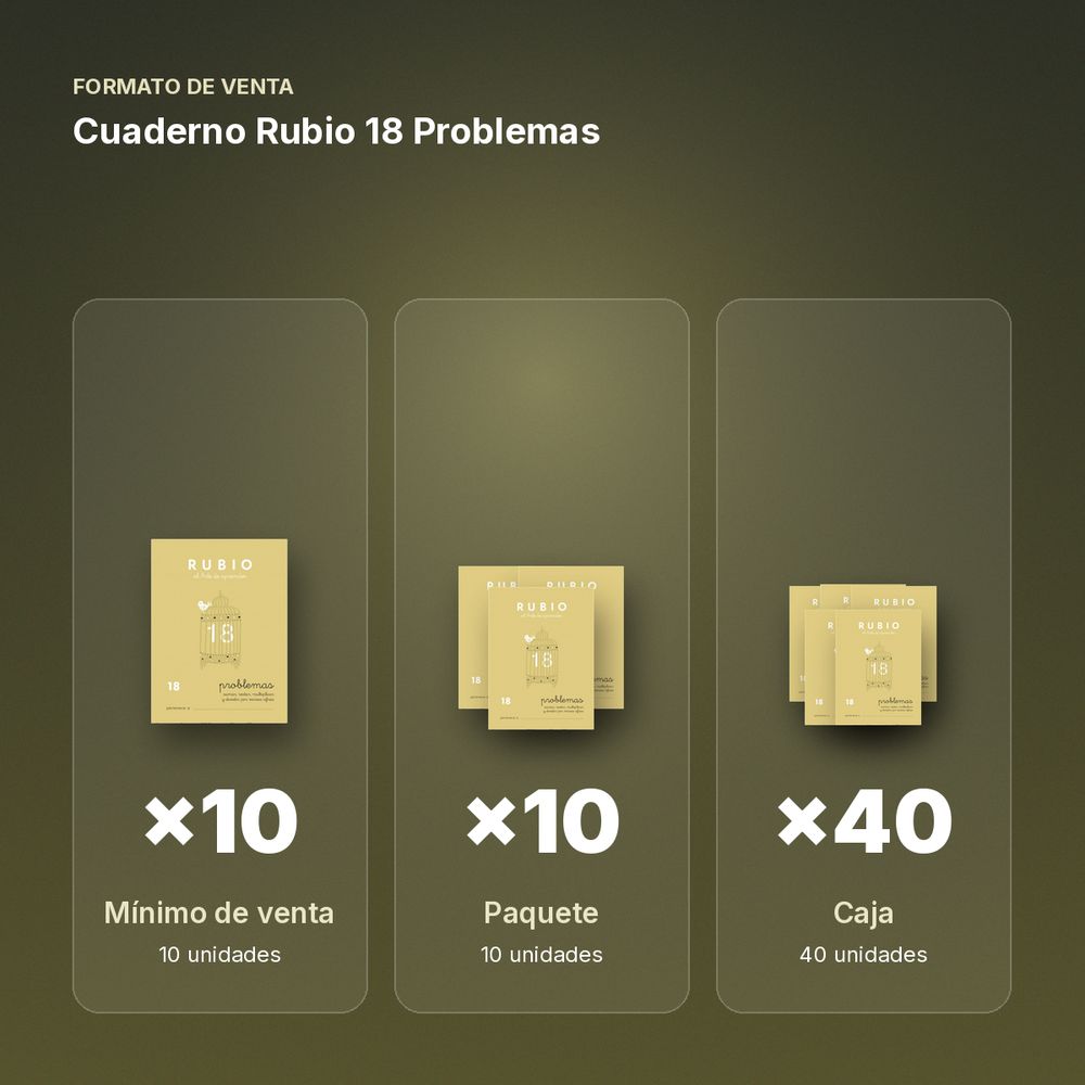 CUADERNO RUBIO 18 PROBLEMAS  - formato de venta: paquete de 10, caja de 40