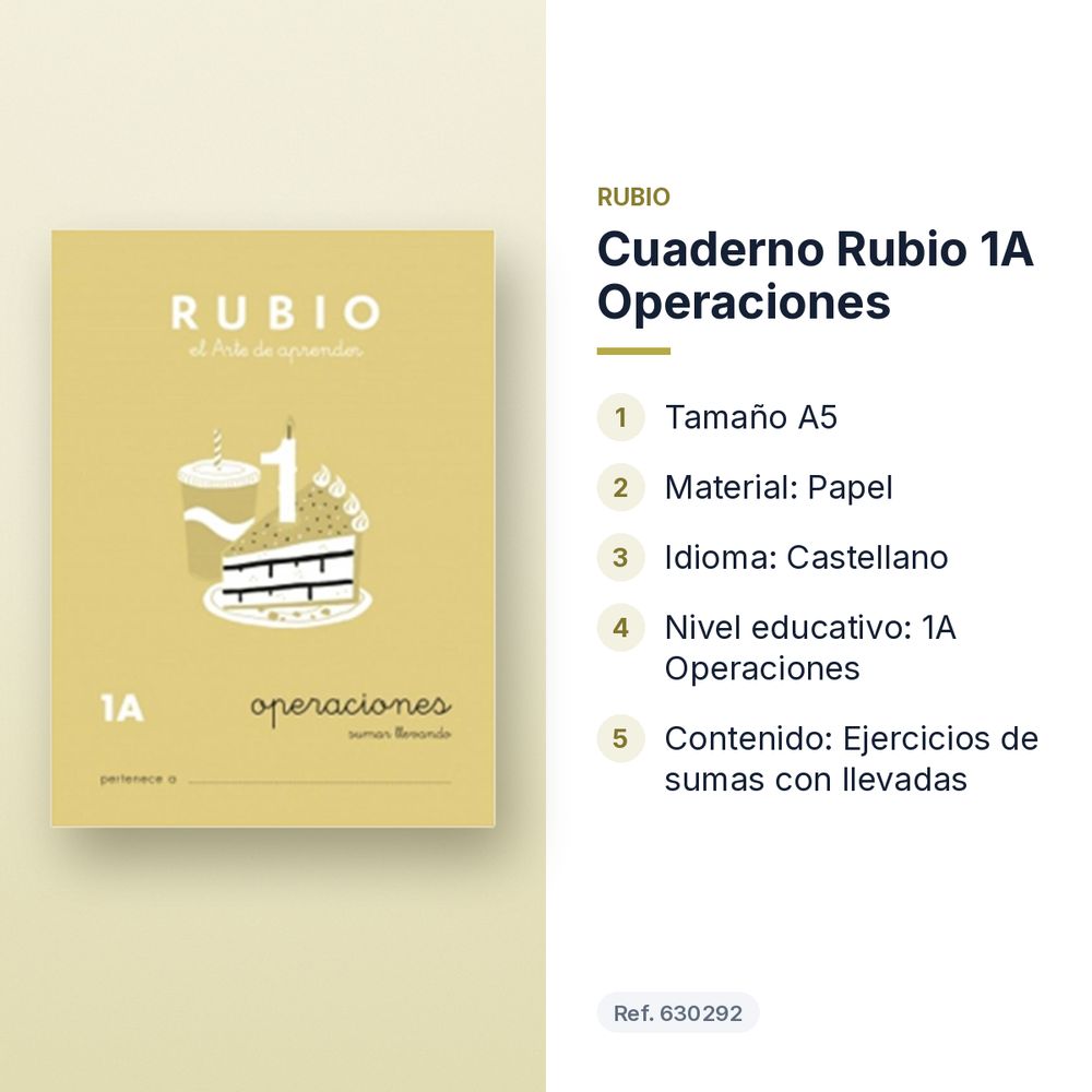 CUADERNO RUBIO 1A OPERACIONES - características principales