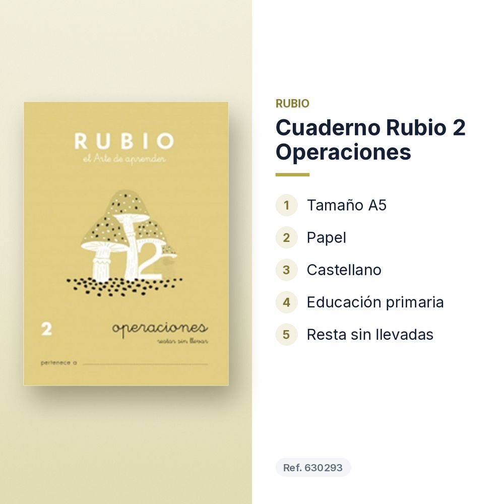 CUADERNO RUBIO 2 OPERACIONES - características principales