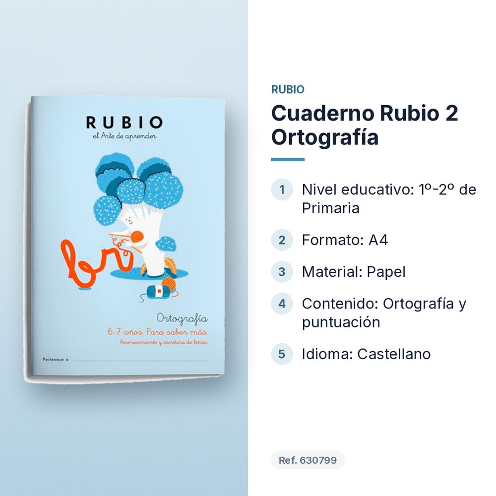 CUADERNO RUBIO 2 ORTOGRAFÍA  - características principales