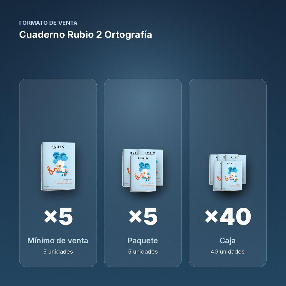 CUADERNO RUBIO 2 ORTOGRAFÍA  - formato de venta: paquete de 5, caja de 40