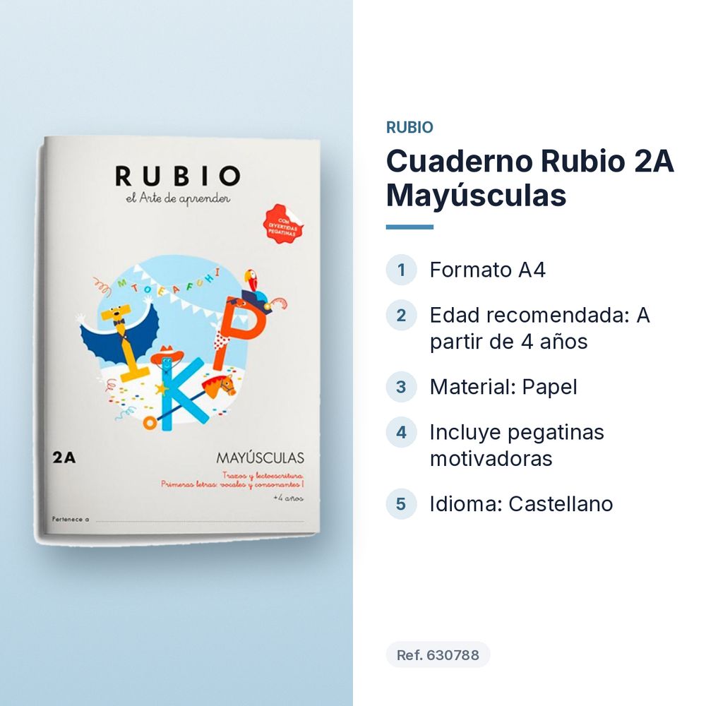 CUADERNO RUBIO 2A MAYÚSCULAS  - características principales